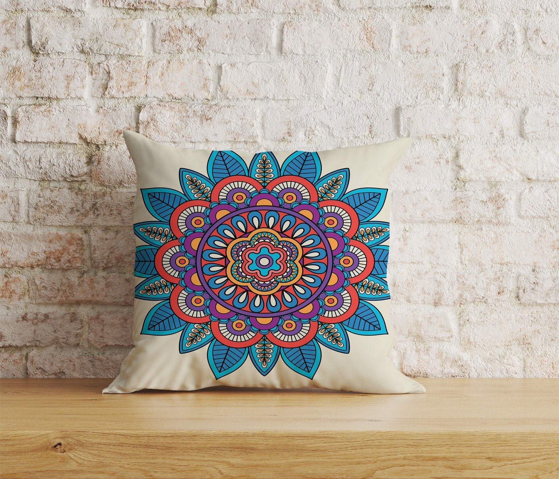 Onay Home Textile Cushion Covers 6 / 12 x 12 inch (30 x 30 cm) Double Side Indian Mandala Cushion Cover Colorful Print Pillow Covers