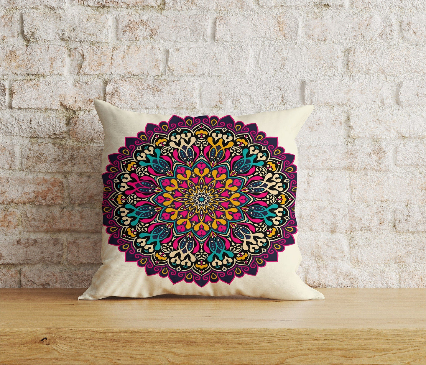 Onay Home Textile Cushion Covers 1 / 12 x 12 inch (30 x 30 cm) Double Side Indian Mandala Cushion Cover Colorful Print Pillow Covers