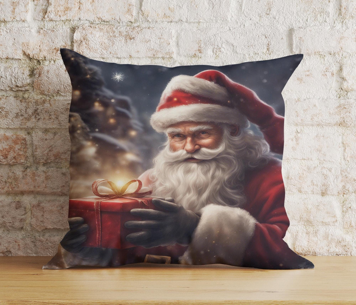 Onay 7 / 12 x 12 inch (30 x 30 cm) Double Side Jolly Santa Christmas Santa And Children Cushion Cover