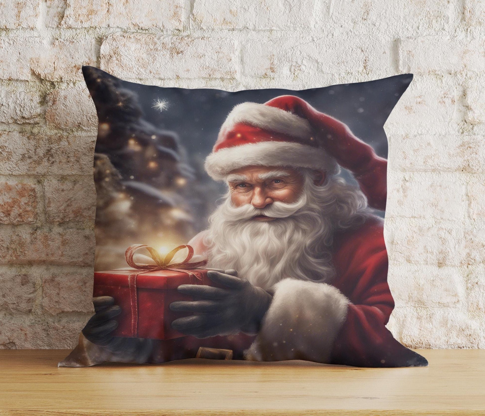 Onay 7 / 12 x 12 inch (30 x 30 cm) Double Side Jolly Santa Christmas Santa And Children Cushion Cover