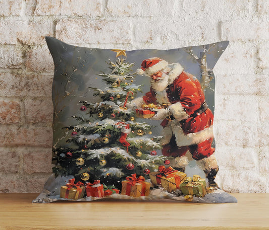 Onay 1 / 12 x 12 inch (30 x 30 cm) Double Side Jolly Santa Christmas Santa And Children Cushion Cover