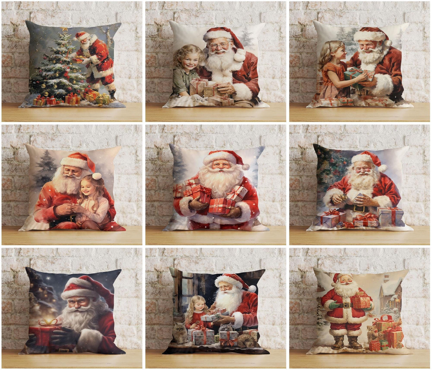 Onay Jolly Santa Christmas Santa And Children Cushion Cover