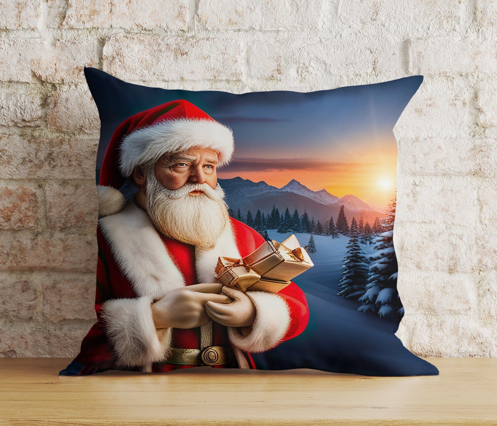 Onay 9 / 12 x 12 inch (30 x 30 cm) Double Side Jolly Santa Gifts Christmas Tree Xmas Cushion Cover