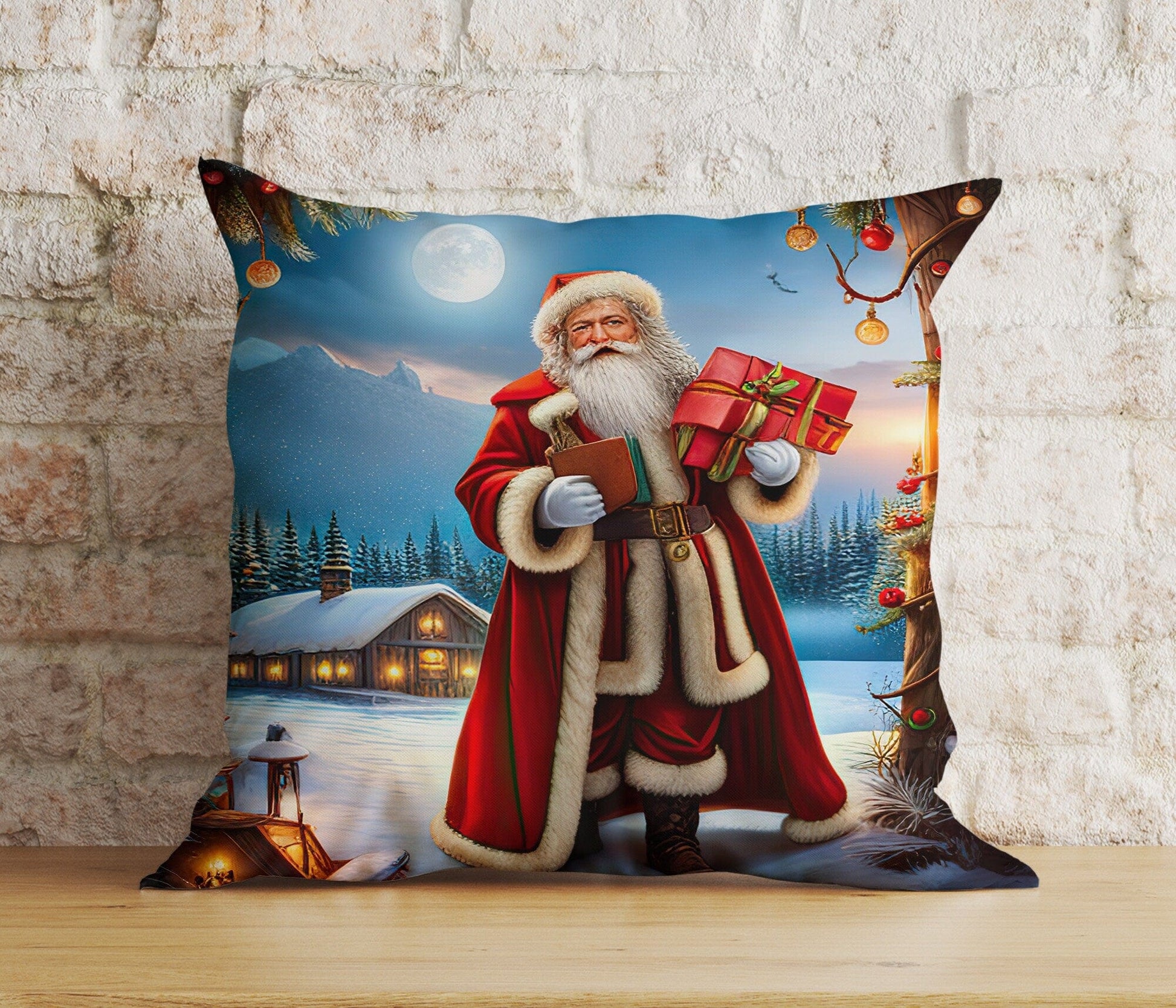 Onay 8 / 12 x 12 inch (30 x 30 cm) Double Side Jolly Santa Gifts Christmas Tree Xmas Cushion Cover