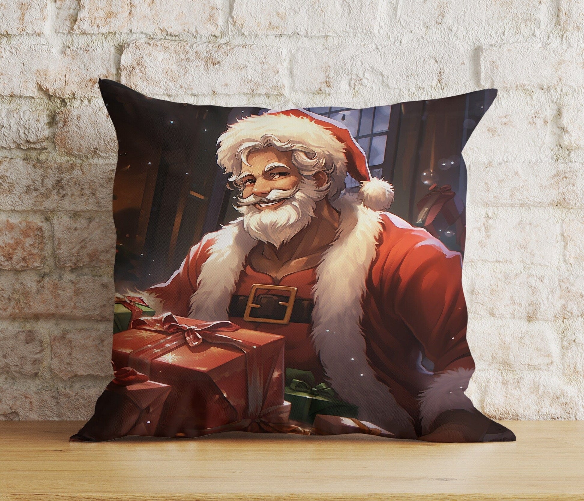 Onay 6 / 12 x 12 inch (30 x 30 cm) Double Side Jolly Santa Gifts Christmas Tree Xmas Cushion Cover