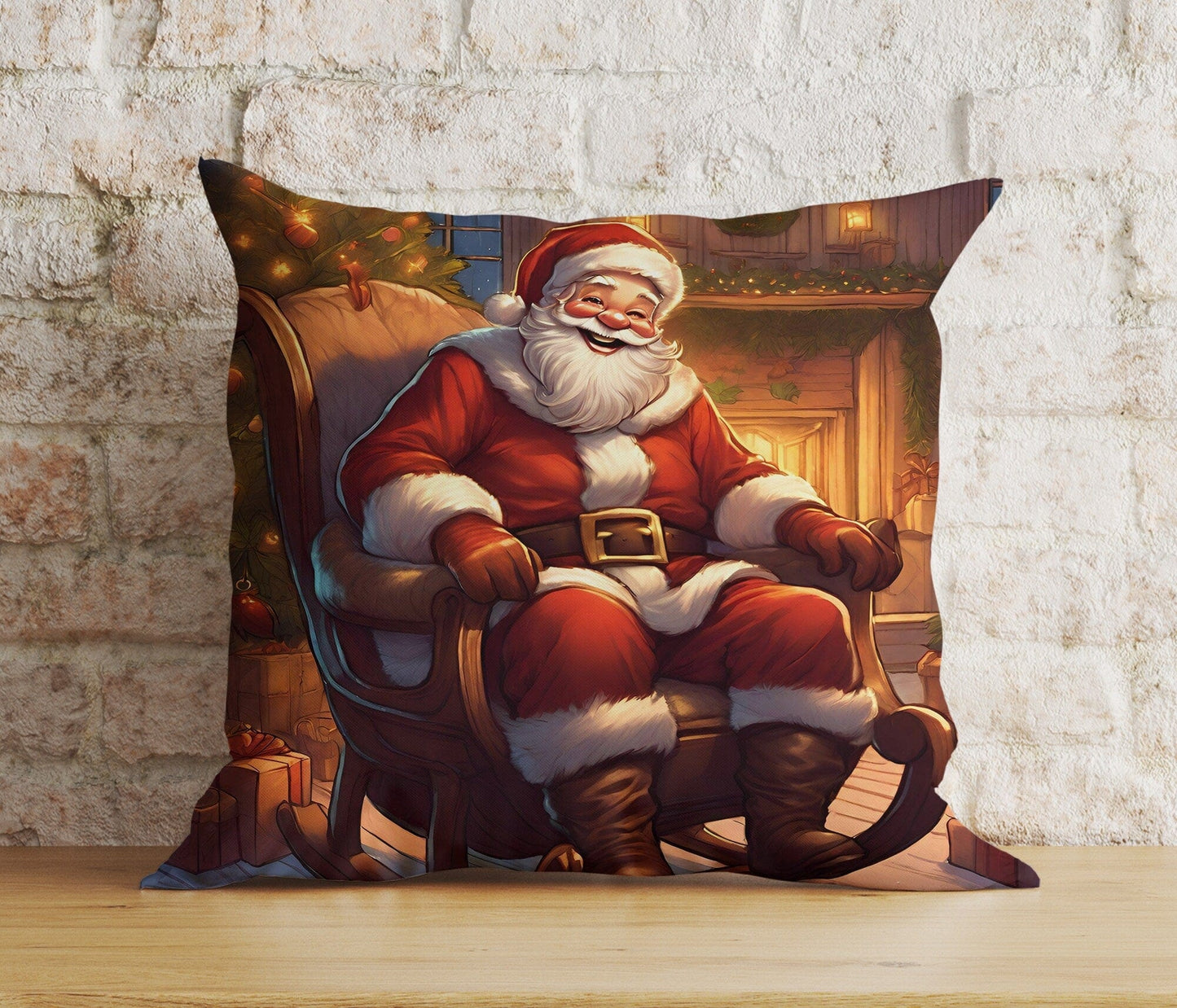 Onay 1 / 12 x 12 inch (30 x 30 cm) Double Side Jolly Santa Gifts Christmas Tree Xmas Cushion Cover