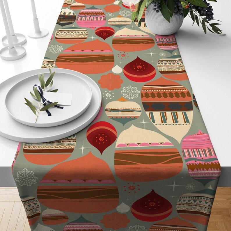 Onay 2 / 12 x 46 inch (30 x 120 cm) Joyful Christmas Red New Years Kitchen Table Runner