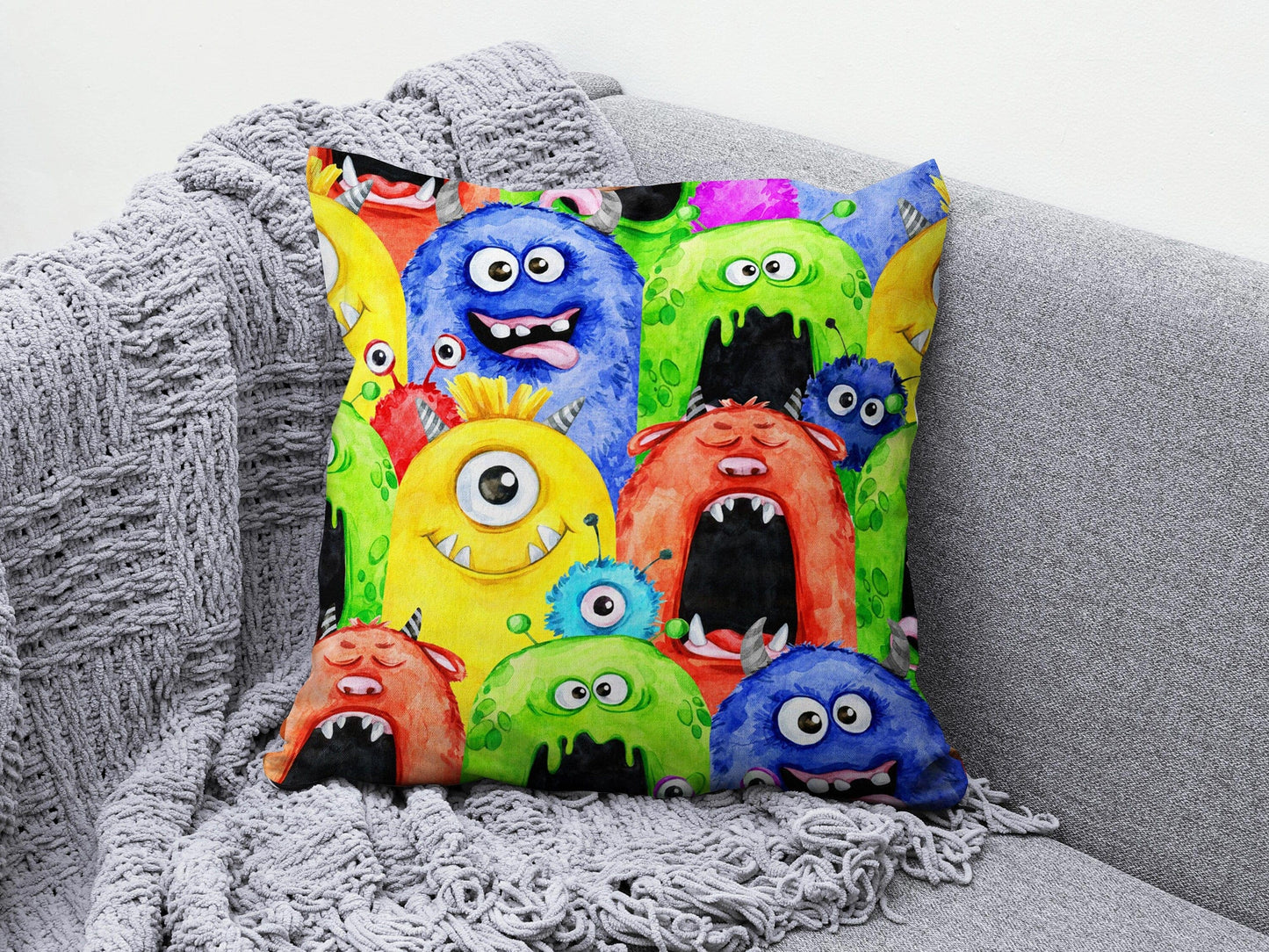 Onay 9 / 12 x 12 inch (30 x 30 cm) Kids Cartoon Print Decorative Kids Room Cushion Cover