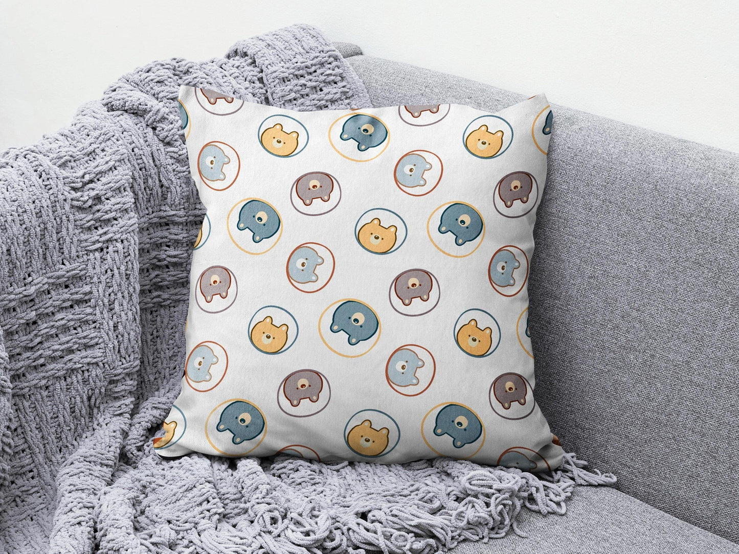 Onay 2 / 12 x 12 inch (30 x 30 cm) Kids Cartoon Print Decorative Kids Room Cushion Cover