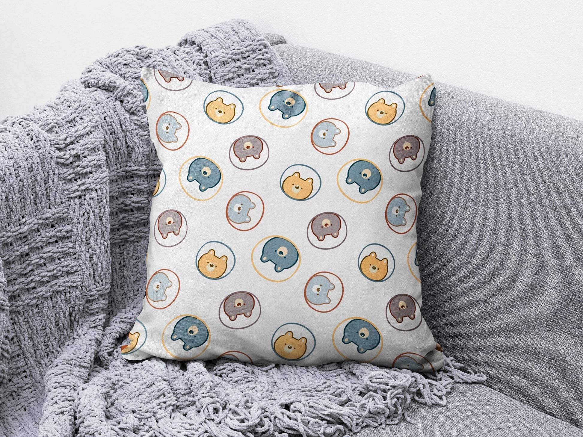 Onay 2 / 12 x 12 inch (30 x 30 cm) Kids Cartoon Print Decorative Kids Room Cushion Cover