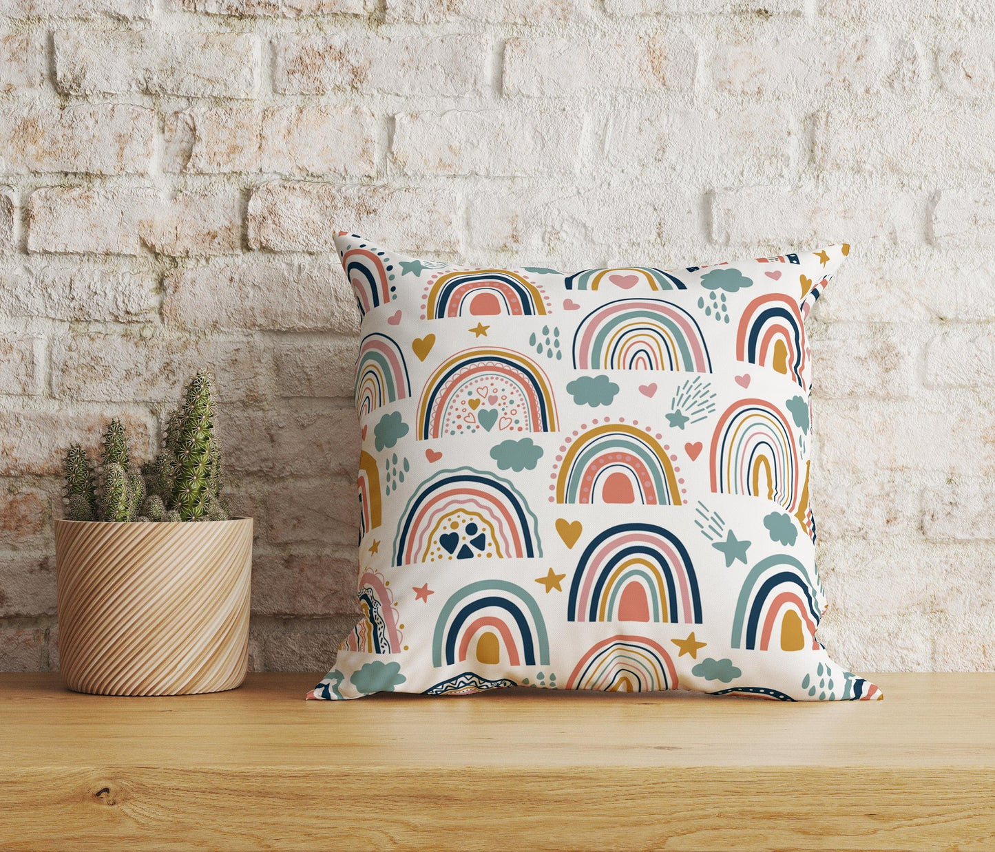 Onay Home Textile Cushion Covers 5 / 12 x 12 inch (30 x 30 cm) Double Side Kids Cushion Cover Rainbow Lines Pillow Cover Nursery Decor