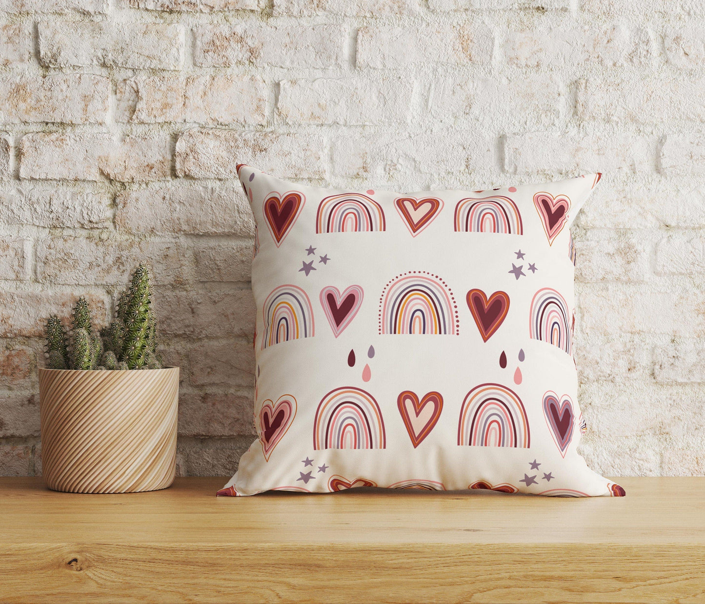 Onay Home Textile Cushion Covers 3 / 12 x 12 inch (30 x 30 cm) Double Side Kids Cushion Cover Rainbow Lines Pillow Cover Nursery Decor