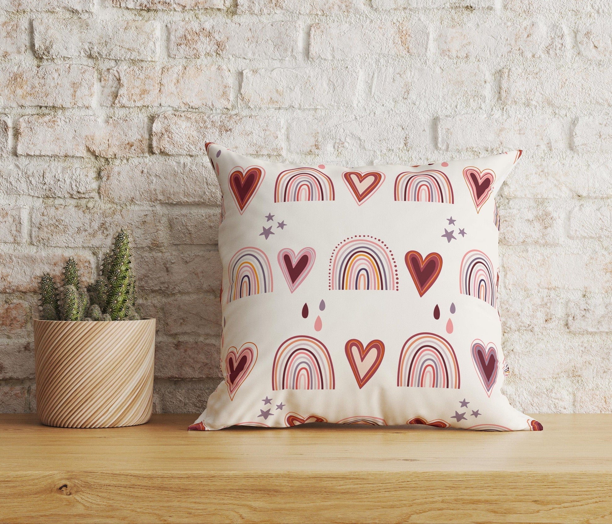 Onay Home Textile Cushion Covers 3 / 12 x 12 inch (30 x 30 cm) Double Side Kids Cushion Cover Rainbow Lines Pillow Cover Nursery Decor