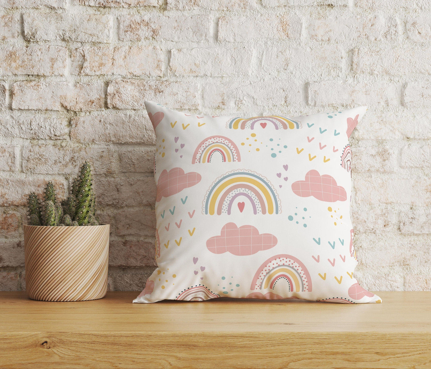 Onay Home Textile Cushion Covers 1 / 12 x 12 inch (30 x 30 cm) Double Side Kids Cushion Cover Rainbow Lines Pillow Cover Nursery Decor