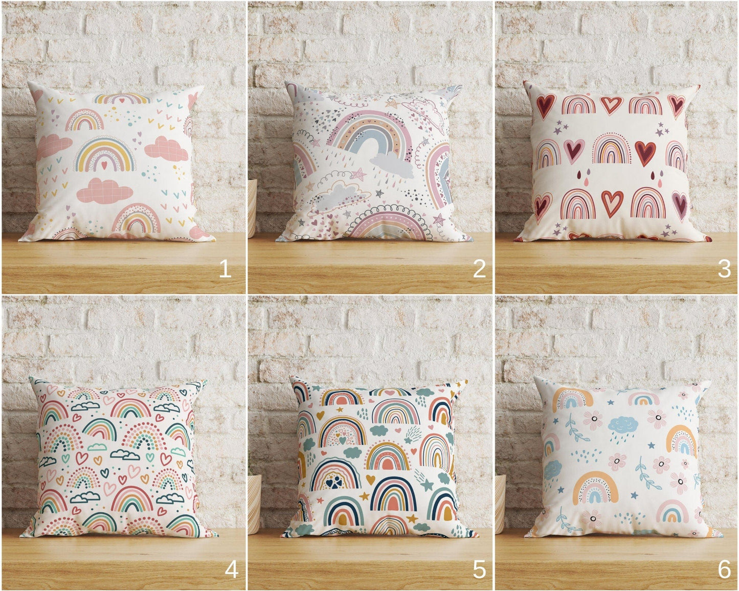 Onay Home Textile Cushion Covers Kids Cushion Cover Rainbow Lines Pillow Cover Nursery Decor