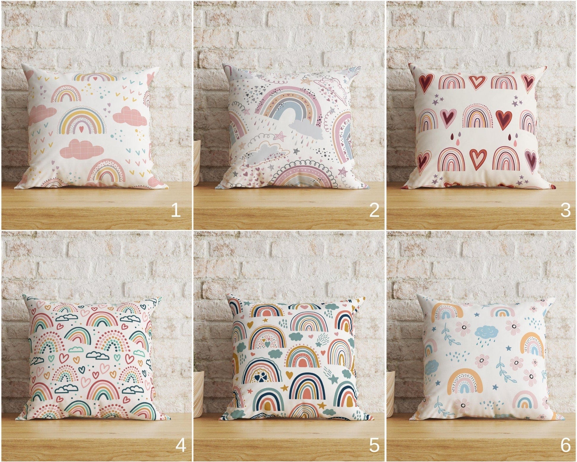 Onay Home Textile Cushion Covers Kids Cushion Cover Rainbow Lines Pillow Cover Nursery Decor