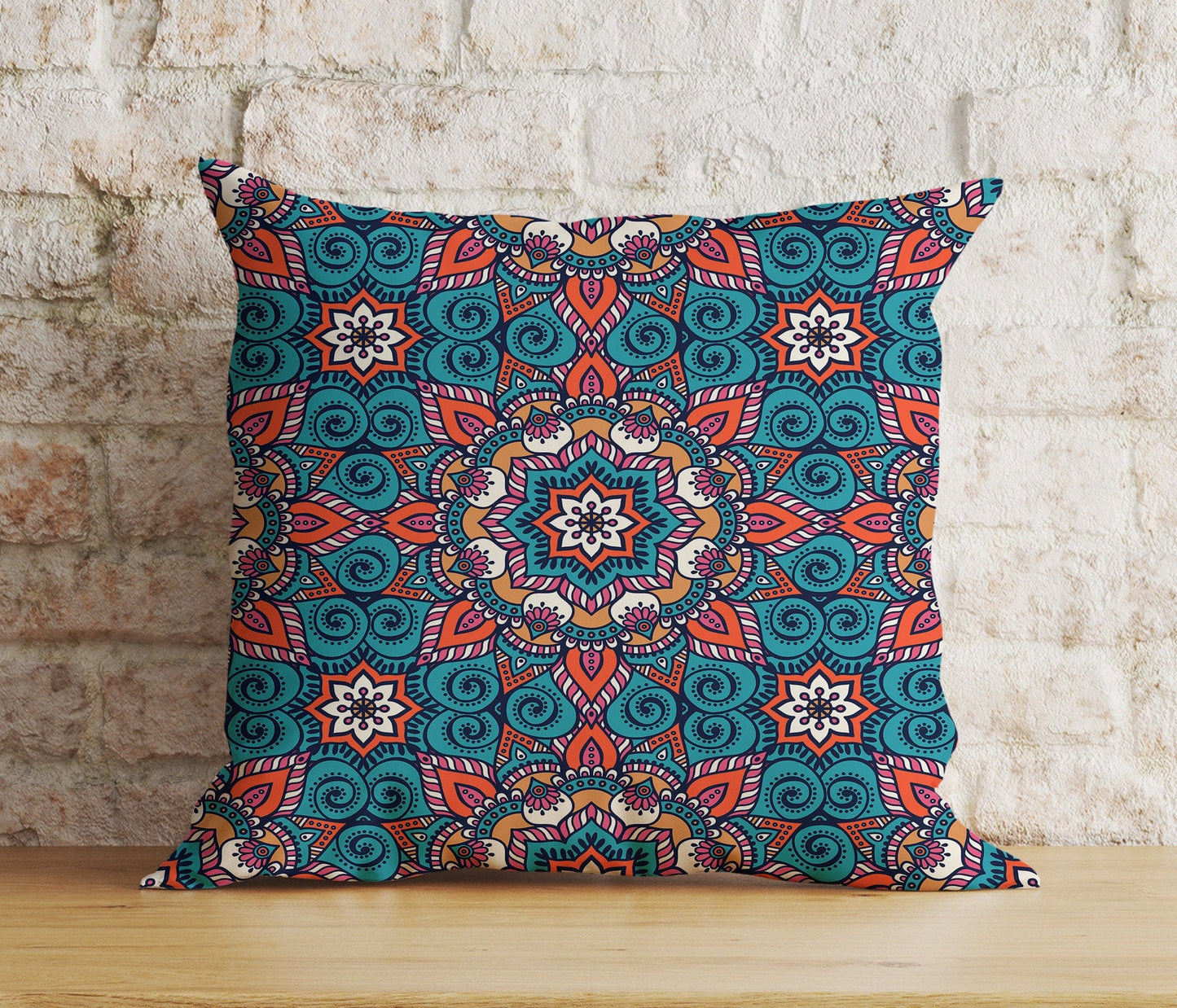 Onay 6 / 12 x 12 inch (30 x 30 cm) Double Side Kilim Design Aztec Print Brick Colored Cushion Cover