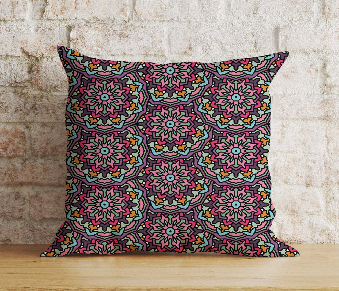 Onay 5 / 12 x 12 inch (30 x 30 cm) Double Side Kilim Design Aztec Print Brick Colored Cushion Cover