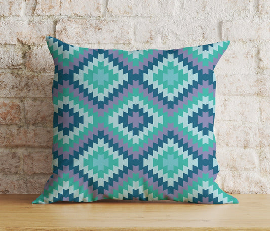 Onay 1 / 12 x 12 inch (30 x 30 cm) Double Side Kilim Design Aztec Print Brick Colored Cushion Cover