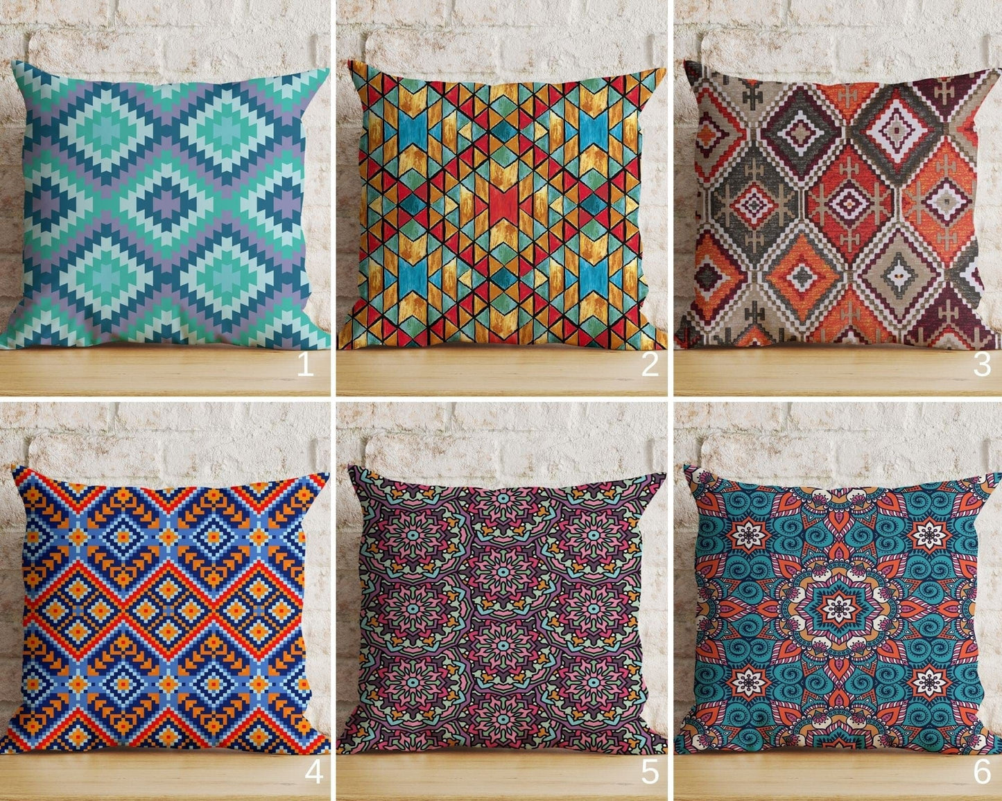 Onay Kilim Design Aztec Print Brick Colored Cushion Cover