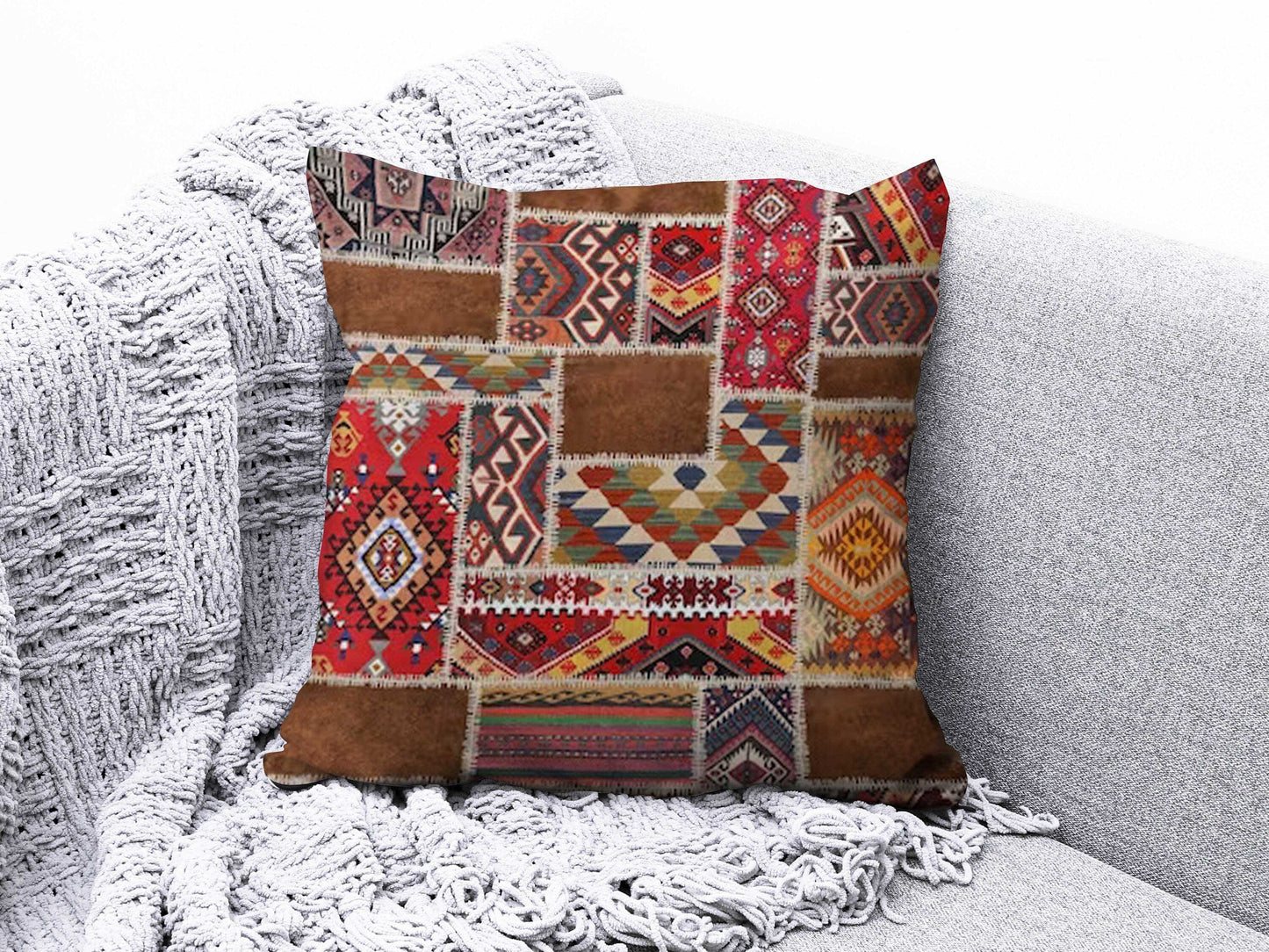 Onay 3 / 12 x 12 inch (30 x 30 cm) Kilim or Rug Ethnic Geometric Style Turkish Cushion Cover