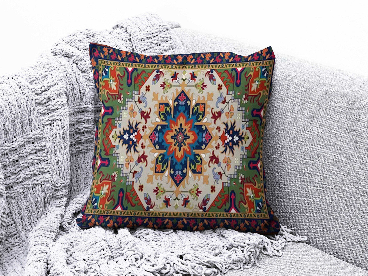 Onay 2 / 12 x 12 inch (30 x 30 cm) Kilim or Rug Ethnic Geometric Style Turkish Cushion Cover
