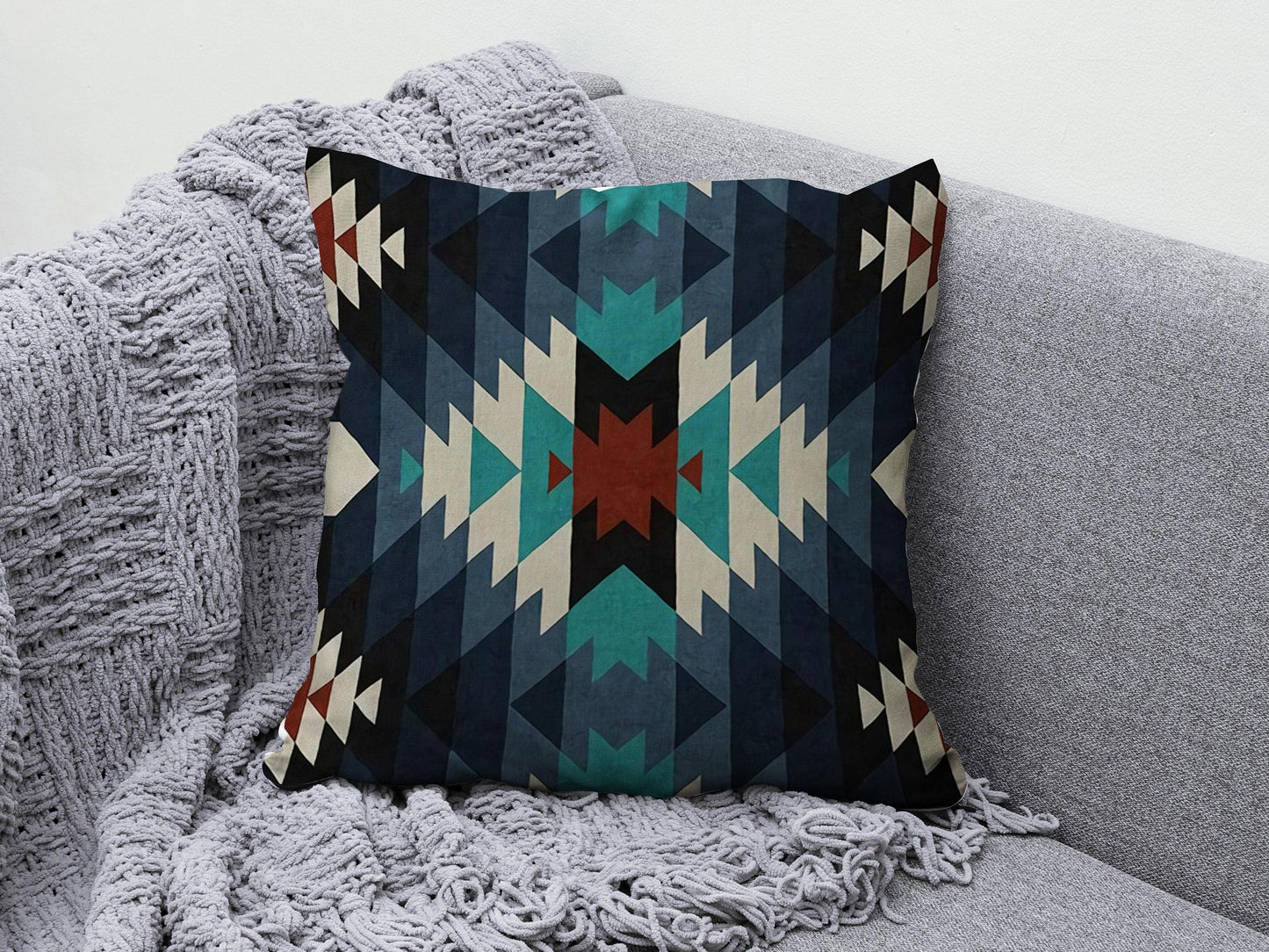 Onay 4 / 12 x 12 inch (30 x 30 cm) Kilim Rug Design Geometric Authentic Cushion Cover