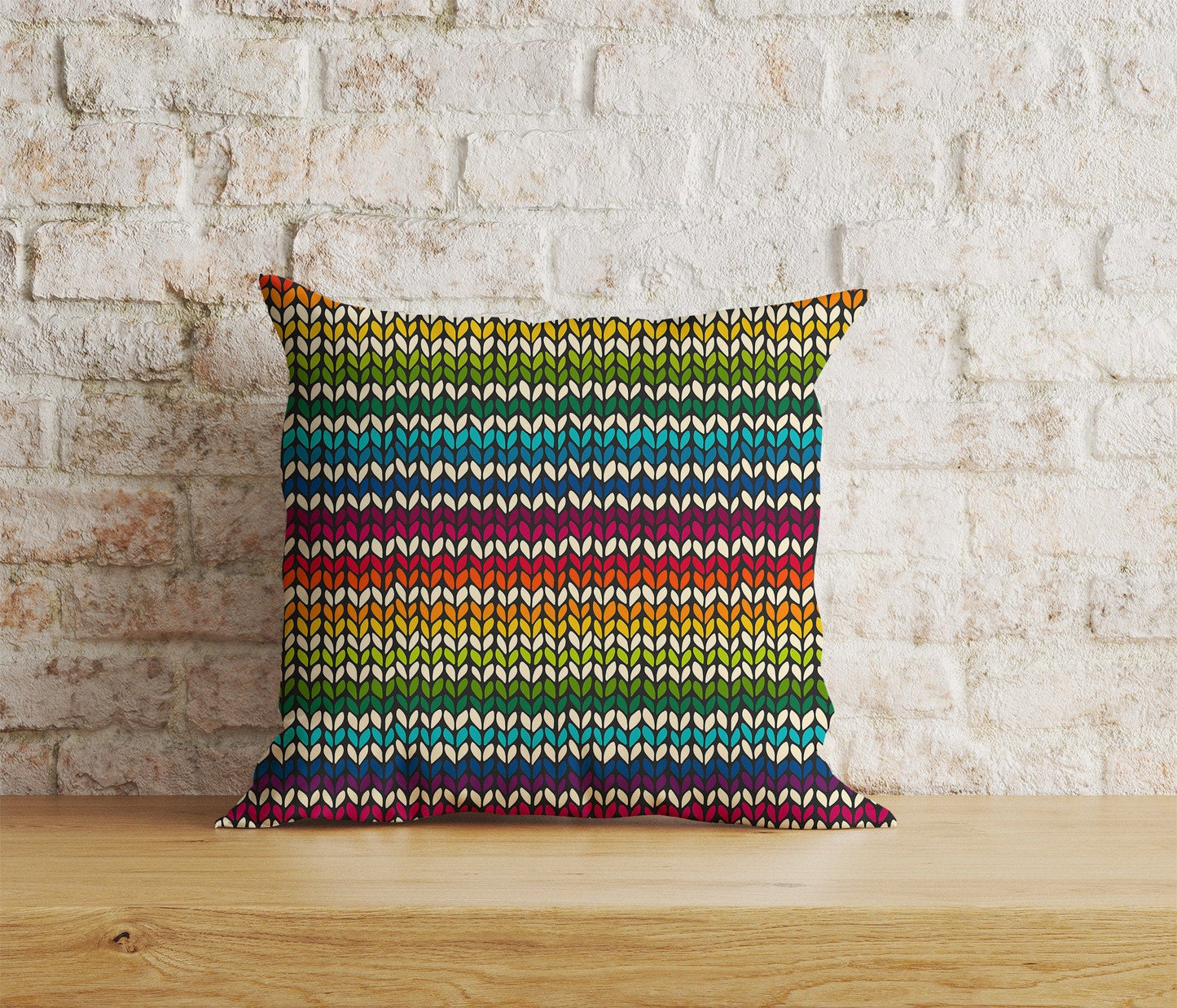 Onay Home Textile Cushion Covers 8 / 12 x 12 inch (30 x 30 cm) Double Side Knitted Stripes Print Cushion Covers Knitted Stripes Covers