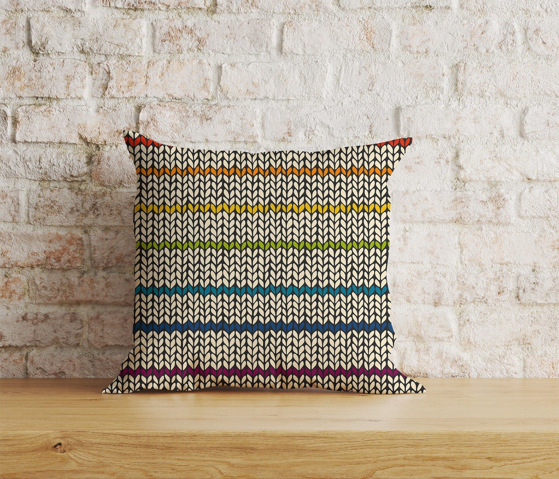 Onay Home Textile Cushion Covers 4 / 12 x 12 inch (30 x 30 cm) Double Side Knitted Stripes Print Cushion Covers Knitted Stripes Covers