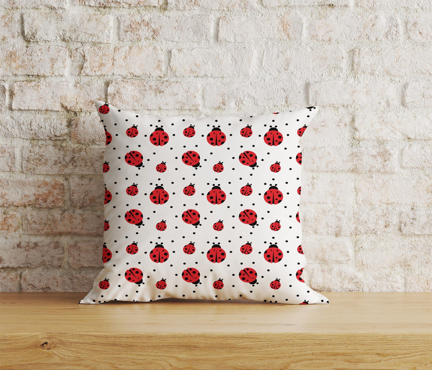 Onay Home Textile Cushion Covers 5 / 12 x 12 inch (30 x 30 cm) Double Side Ladybug Cushion Cover Red Ladybug Throw Pillow Covers