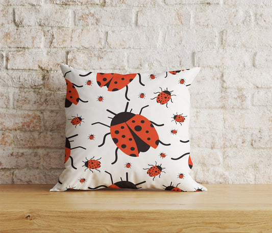 Onay Home Textile Cushion Covers 1 / 12 x 12 inch (30 x 30 cm) Double Side Ladybug Cushion Cover Red Ladybug Throw Pillow Covers
