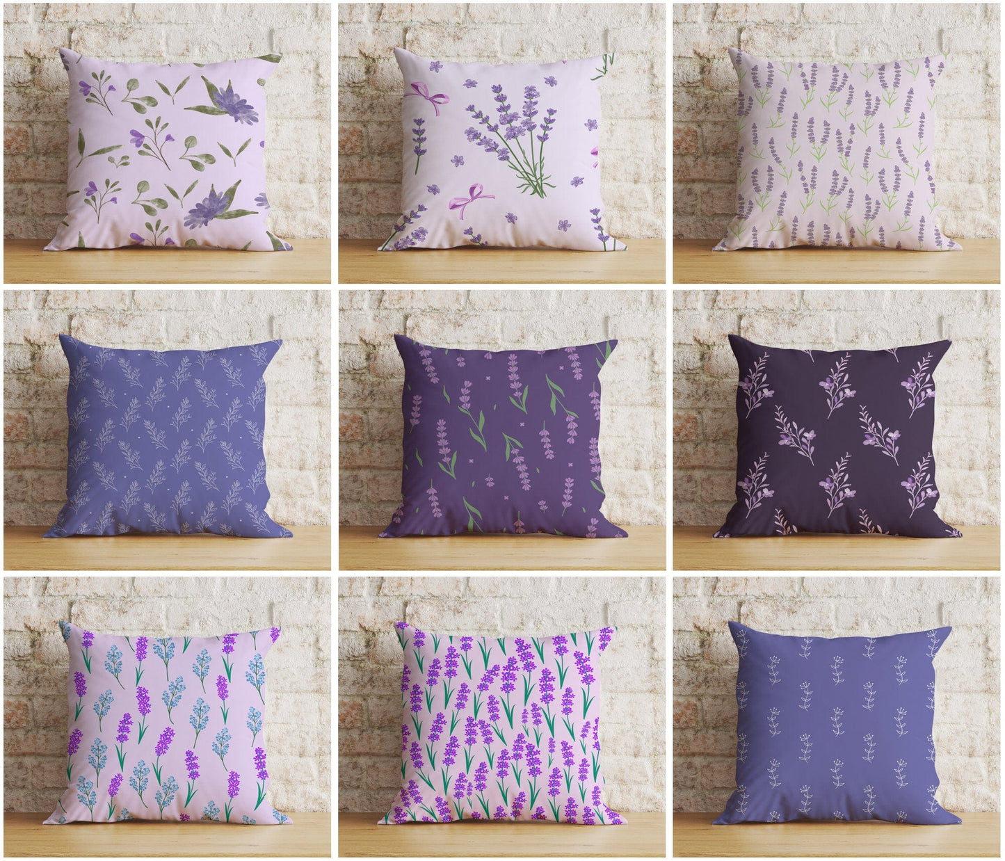 Onay Home Textile Cushion Covers Lavender Florals Lilac Accent Decor Cushion Covers