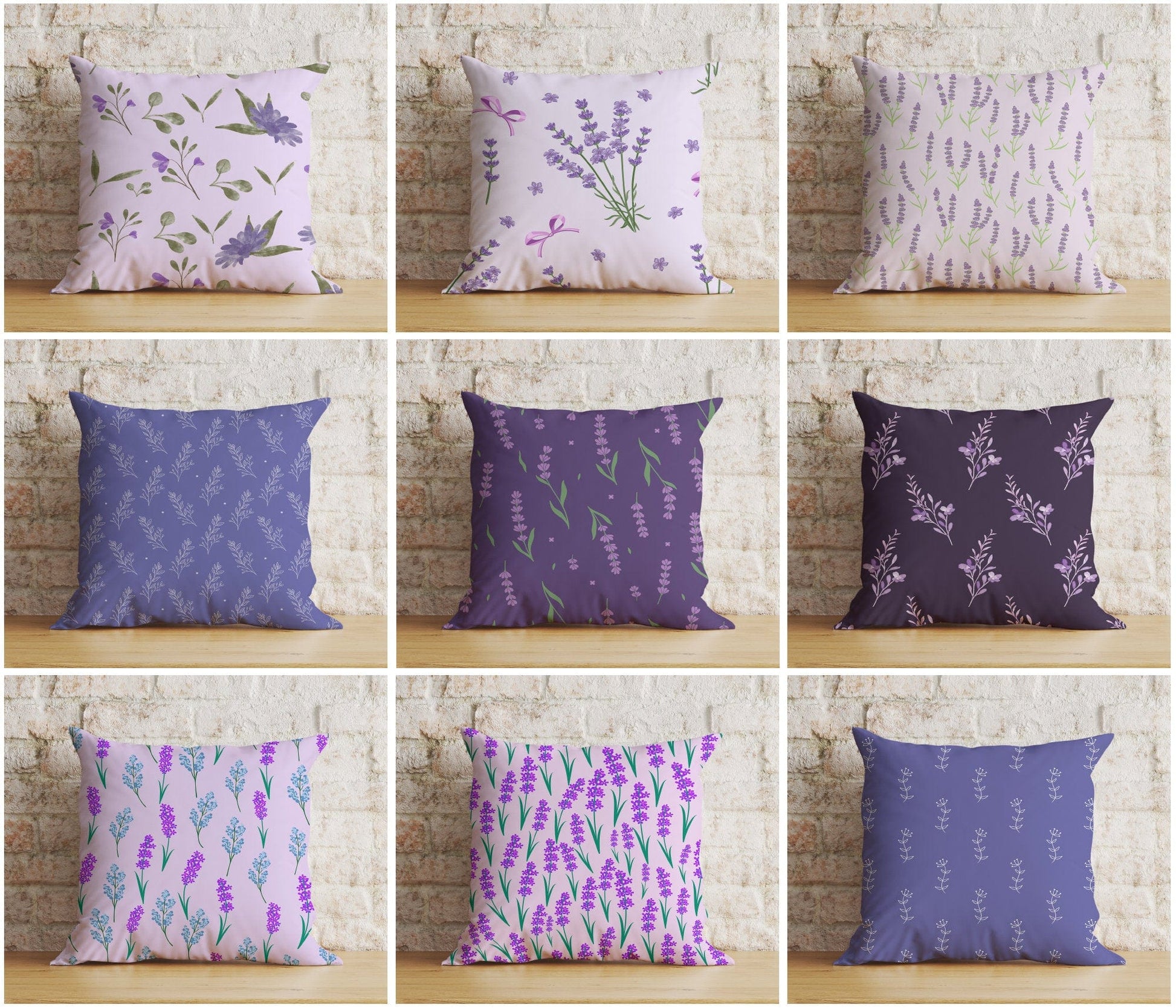 Onay Home Textile Cushion Covers Lavender Florals Lilac Accent Decor Cushion Covers