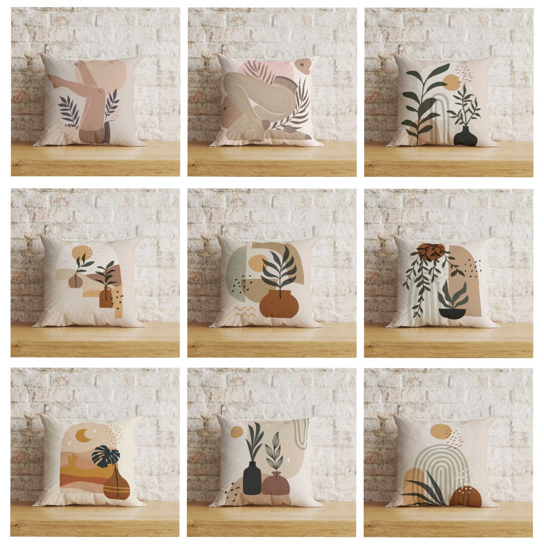 Onay Home Textile Leaf & Vase Cushion Covers Floral Boho Cushion Case