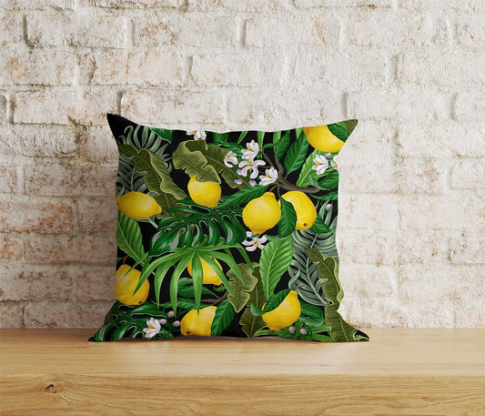 Onay Home Textile Cushion Covers 1 / 12 x 12 inch (30 x 30 cm) Double Side Lemon Cushion Cover Kitchen Fruit Lime Pillow Cover