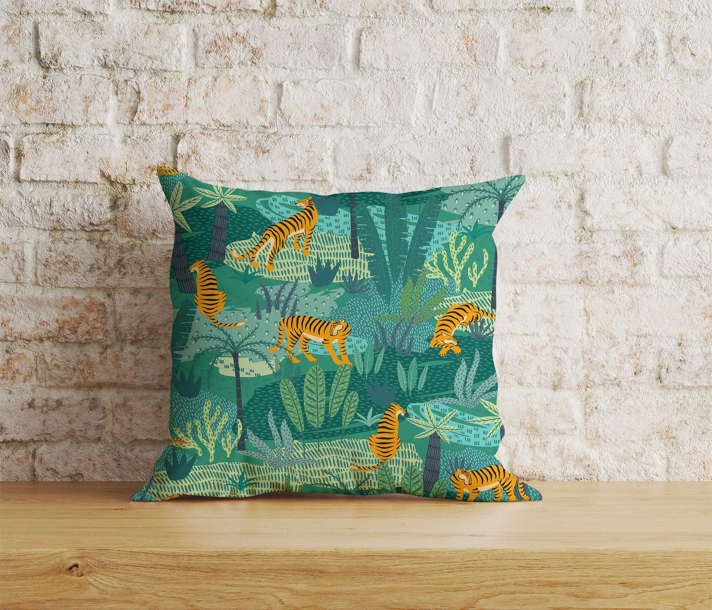 Onay Home Textile Cushion Covers 6 / 12 x 12 inch (30 x 30 cm) Double Side Leopard Pillow Cover Green Leaf Pillow Covers Jungle Wild