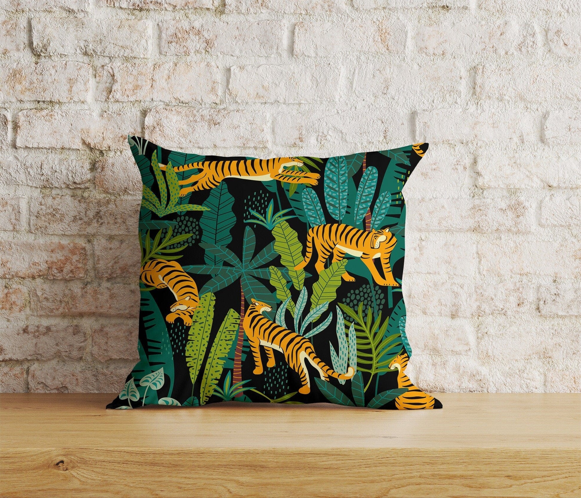 Onay Home Textile Cushion Covers 4 / 12 x 12 inch (30 x 30 cm) Double Side Leopard Pillow Cover Green Leaf Pillow Covers Jungle Wild