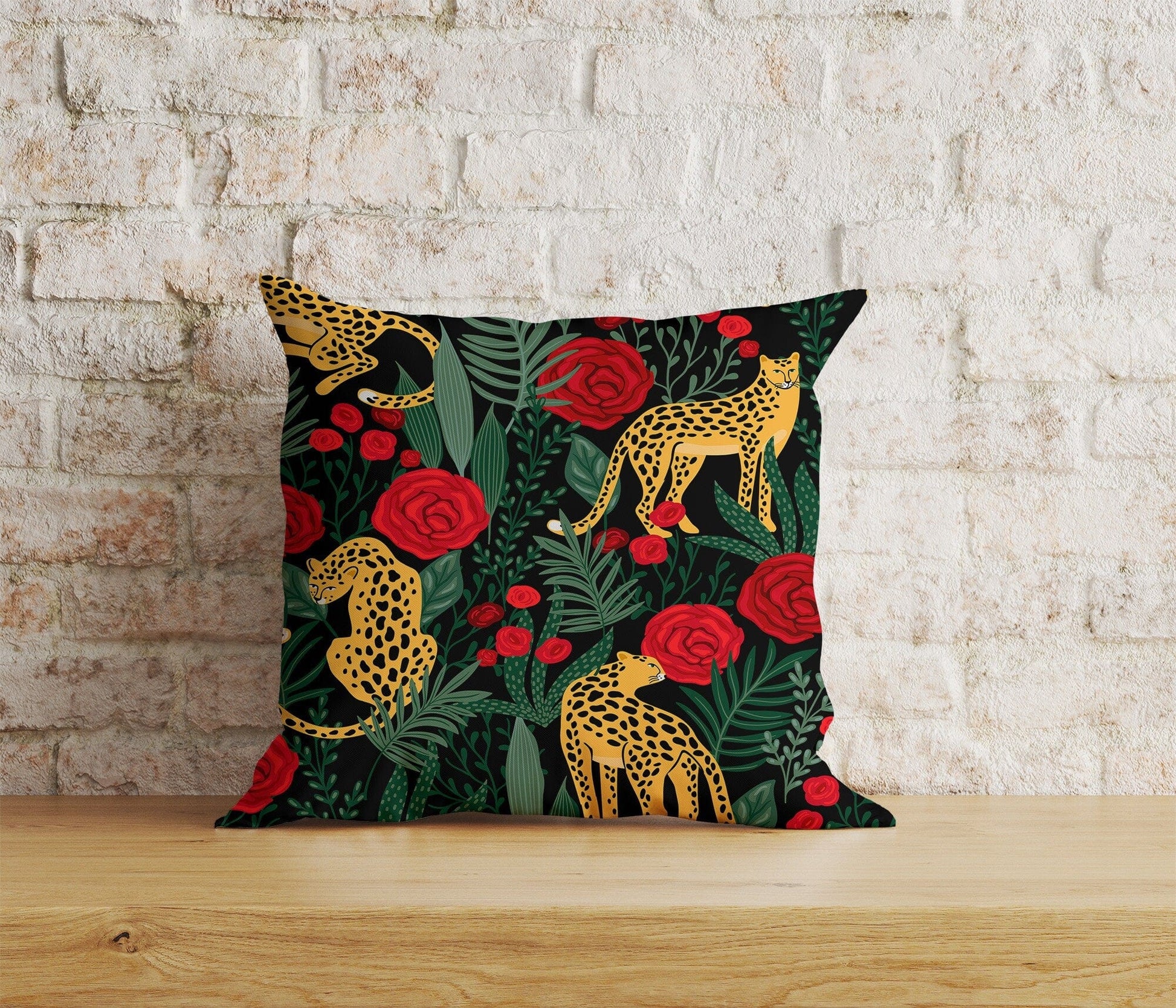 Onay Home Textile Cushion Covers 2 / 12 x 12 inch (30 x 30 cm) Double Side Leopard Pillow Cover Green Leaf Pillow Covers Jungle Wild