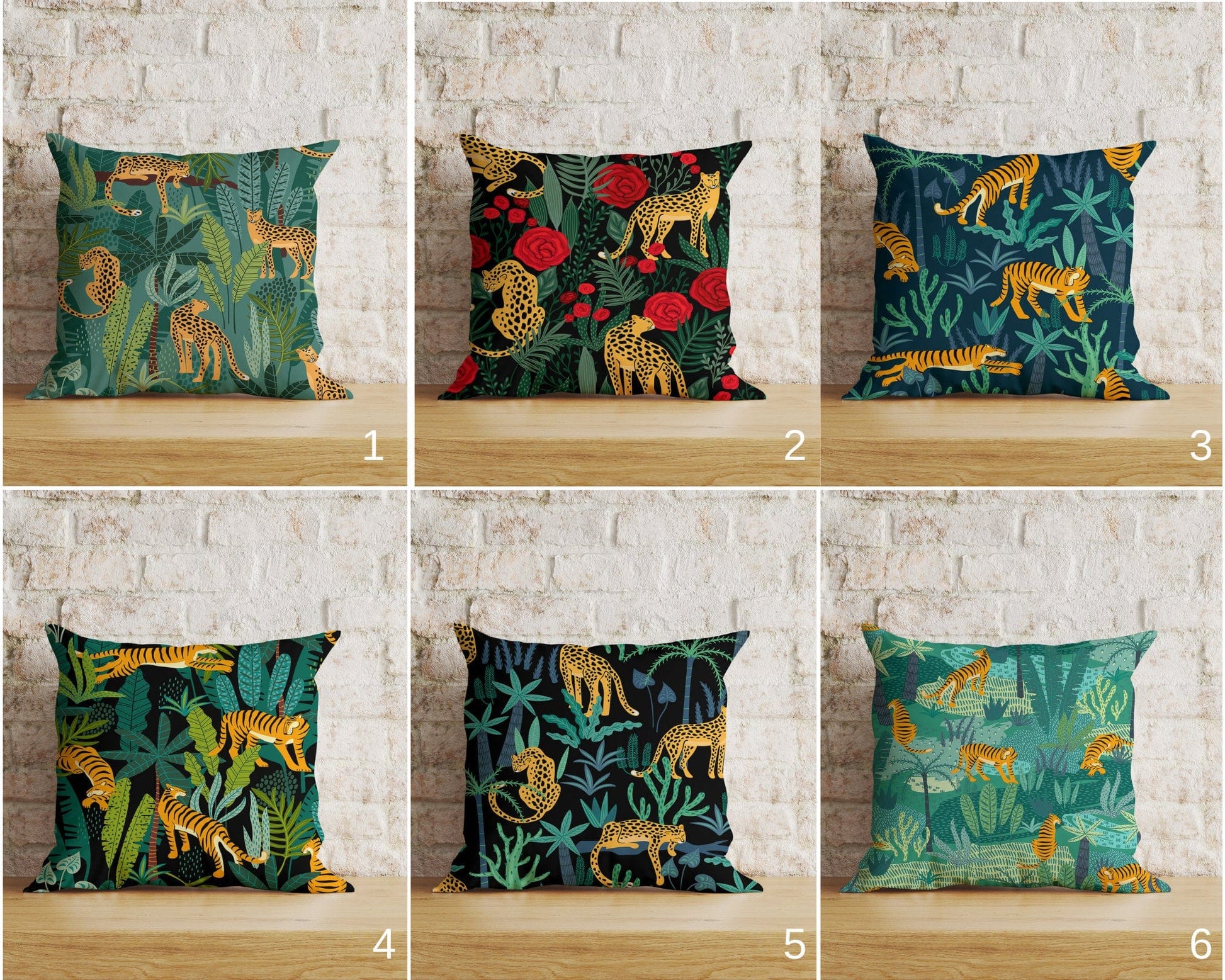 Onay Home Textile Cushion Covers Leopard Pillow Cover Green Leaf Pillow Covers Jungle Wild