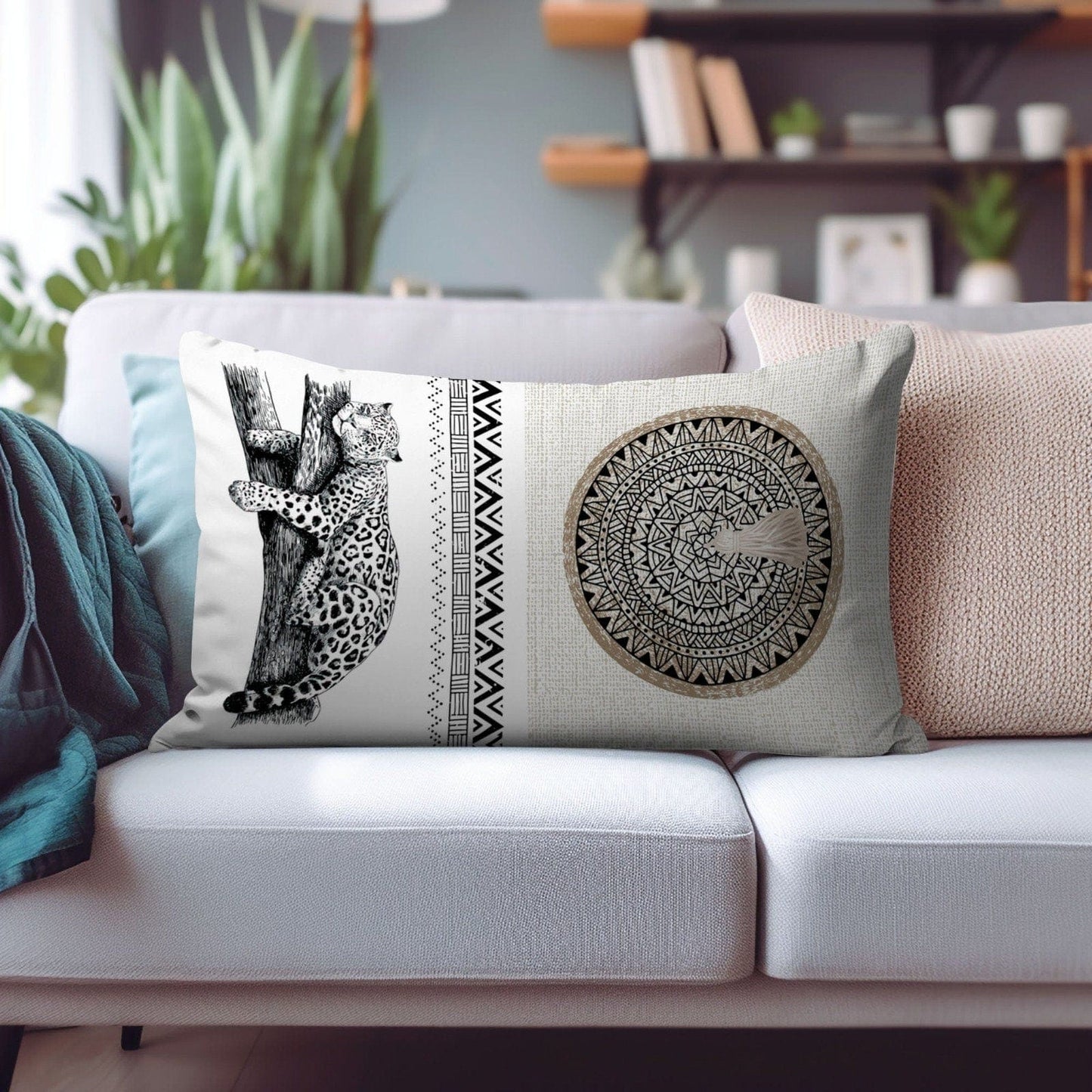 Onay Cushion Covers 1 / 12 x 16 inches (30 x 40 cm) Leopard Rectangular Cushion Bird and Floral Pillow Covers