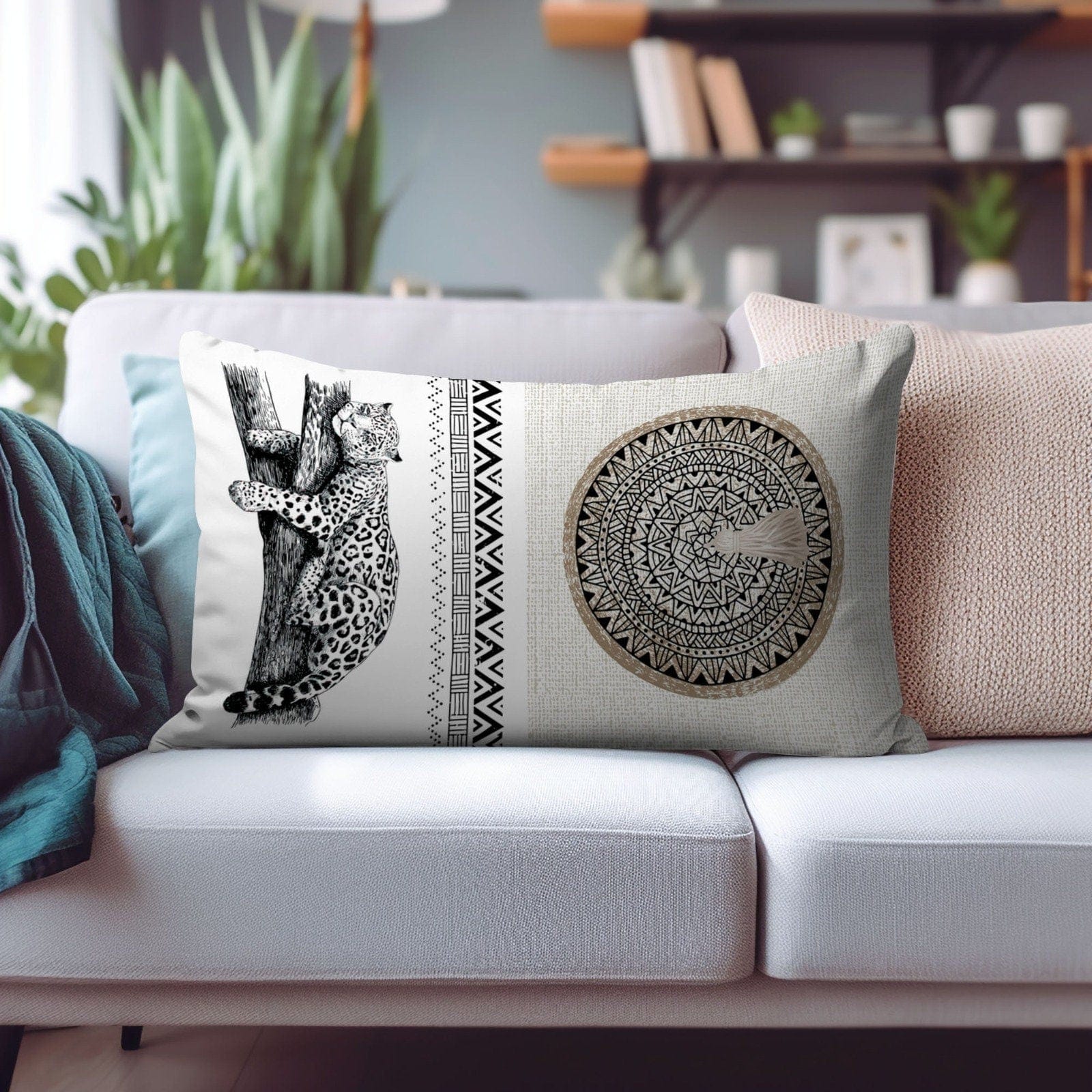 Onay Cushion Covers 1 / 12 x 16 inches (30 x 40 cm) Leopard Rectangular Cushion Bird and Floral Pillow Covers