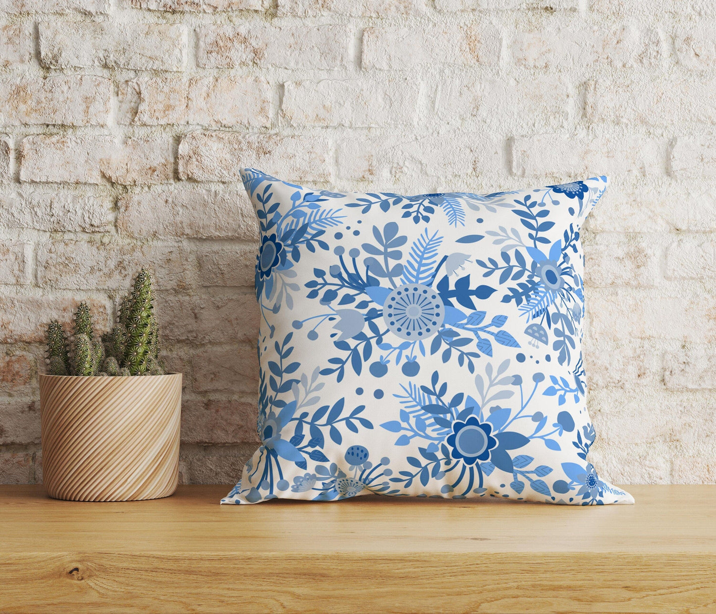 Onay Home Textile 6 / 12 x 12 inch (30 x 30 cm) Double Side Light Blue Floral Cushion Covers Flower Throw Cushion