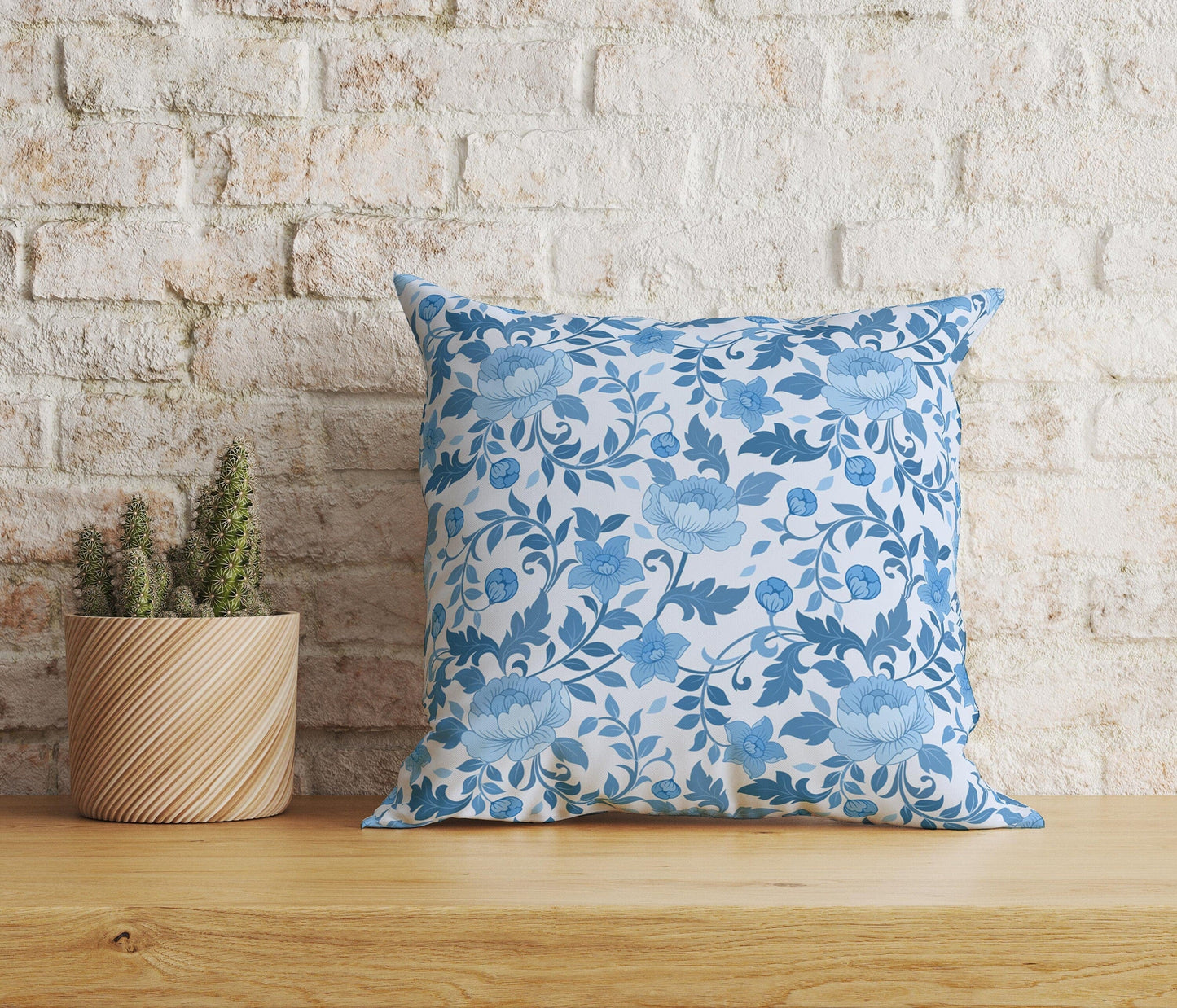 Onay Home Textile 5 / 12 x 12 inch (30 x 30 cm) Double Side Light Blue Floral Cushion Covers Flower Throw Cushion