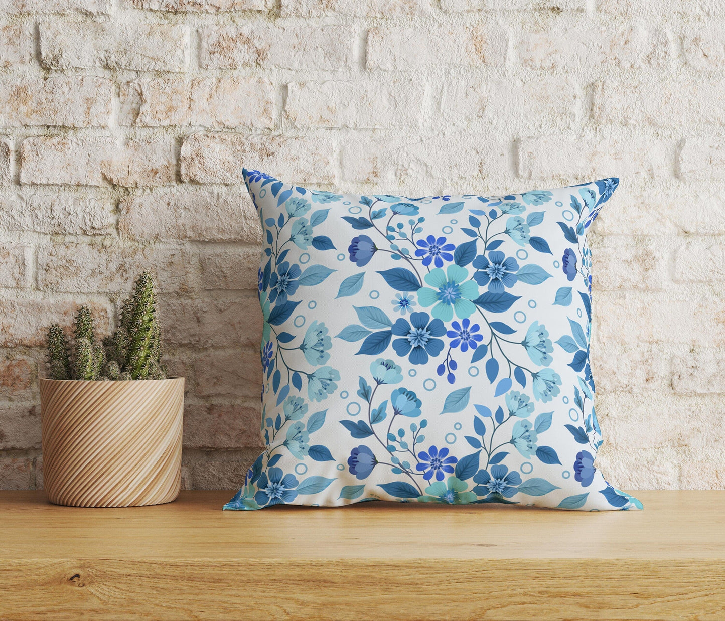 Onay Home Textile 4 / 12 x 12 inch (30 x 30 cm) Double Side Light Blue Floral Cushion Covers Flower Throw Cushion