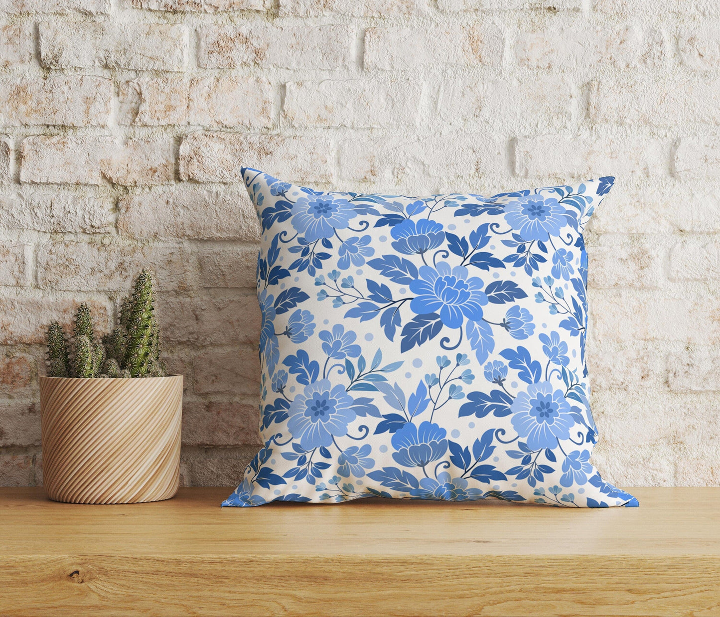 Onay Home Textile 3 / 12 x 12 inch (30 x 30 cm) Double Side Light Blue Floral Cushion Covers Flower Throw Cushion