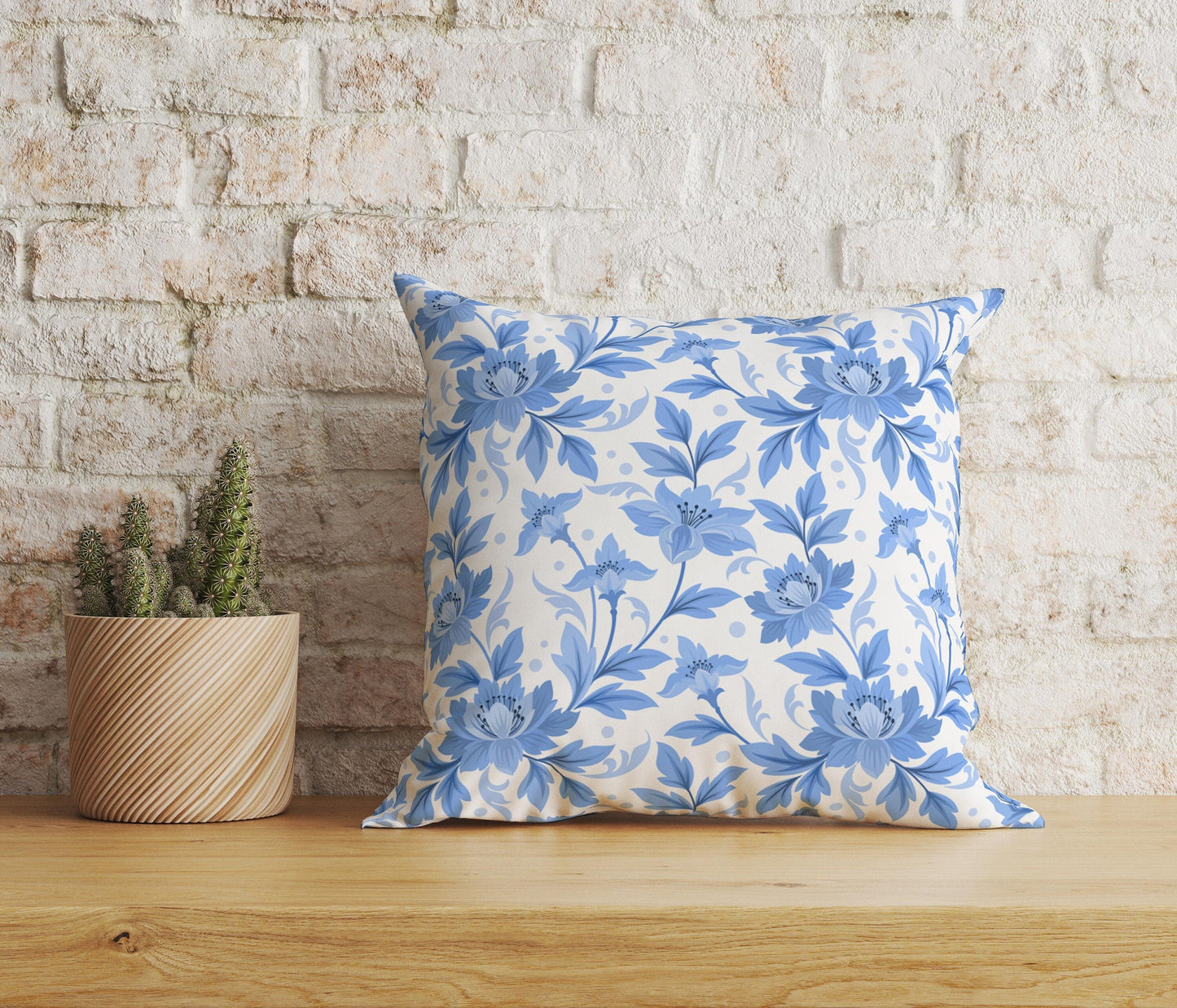 Onay Home Textile 2 / 12 x 12 inch (30 x 30 cm) Double Side Light Blue Floral Cushion Covers Flower Throw Cushion