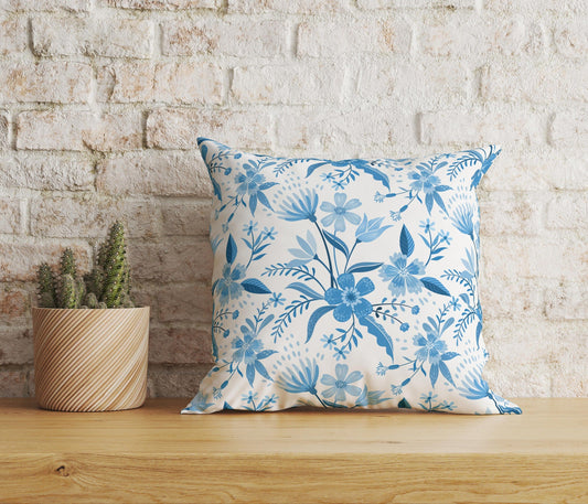 Onay Home Textile 1 / 12 x 12 inch (30 x 30 cm) Double Side Light Blue Floral Cushion Covers Flower Throw Cushion