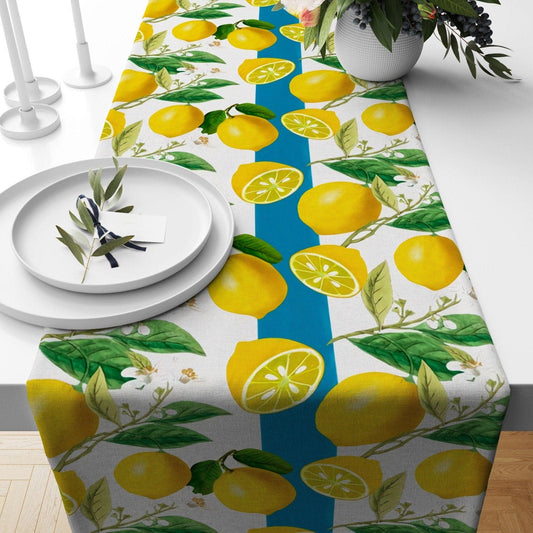 Onay 1 / 12 x 46 inch (30 x 120 cm) Lime Yellow Summer Fruit Dining Room Table Runner