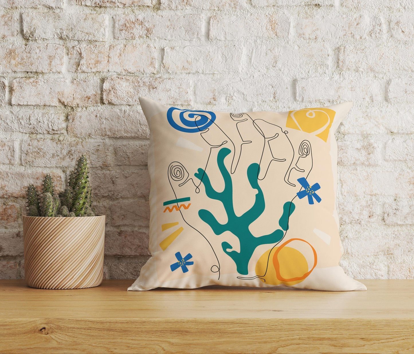 Onay Home Textile Cushion Covers 6 / 12 x 12 inch (30 x 30 cm) Double Side Line Art Face Draw Cushion Covers Bohem Style Pillow Cover