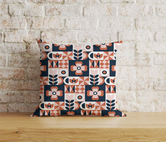 Onay Home Textile Cushion Covers 1 / 12 x 12 inch (30 x 30 cm) Double Side Linear Stem Scandinavian Cushion Cover Vibrant Retro Floral